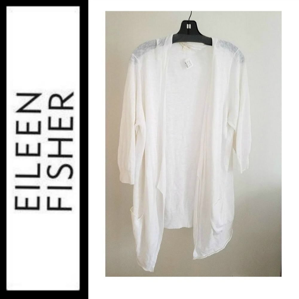 Eileen Fisher White Linen Cardigan XL NWT - Picture 1 of 3